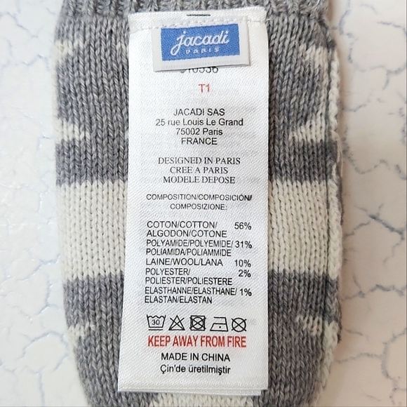 Jacadi Grey/White Polkadot Hat (6M), Scarf (TU), & Mitten (T1) Set ~ EUC - Picture 7 of 8